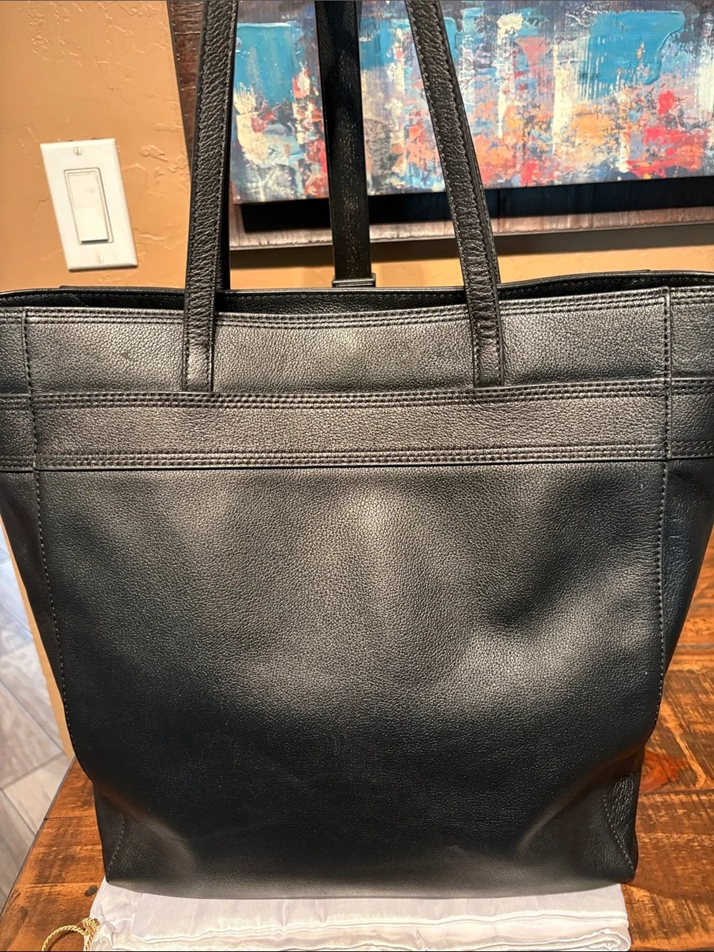 Kate Spade Quinn Villabella Ave Black Pebbled Leather Tote with Bow Accent EUC